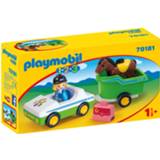 👉 Kunststof Playmobil 1, 2, 3 - Wagen Met Paardentrailer (70181) 4008789701817