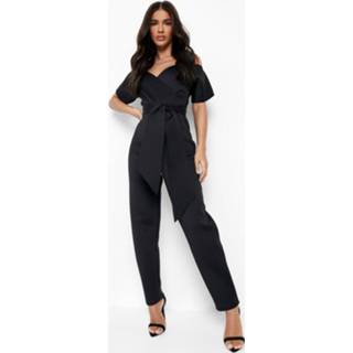 👉 Strakke Scuba Jumpsuit Met Open Schouders, Black