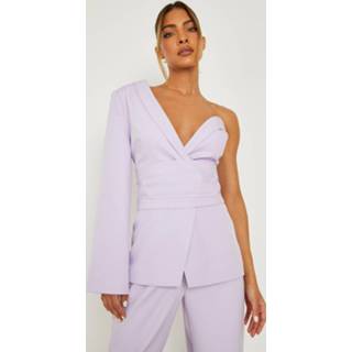 👉 Getailleerde Blazer Met Eén Blote Schouder En Ceintuur, Lilac