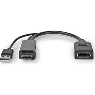 👉 HDMIadapter zwart PVC active Nedis CCGP34300BK02 Hdmi™-adapter Hdmi™ Connector Displayport Male Vernikkeld Recht 1 Stuks Polybag 5412810335220