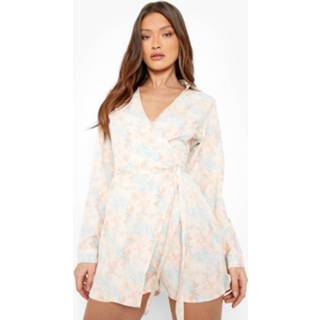 👉 Rompertje roze light pink Wikkel Romper Met Abstracte Opdruk,