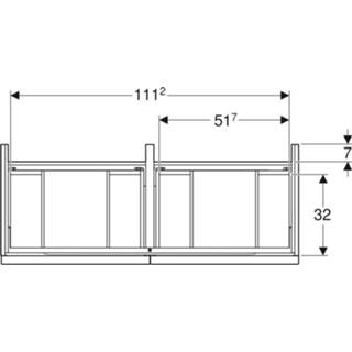 👉 Onderkastje eiken Geberit Icon onderkast voor dubbele wastafel 118x47,6cm - 4 laden 4025410942531