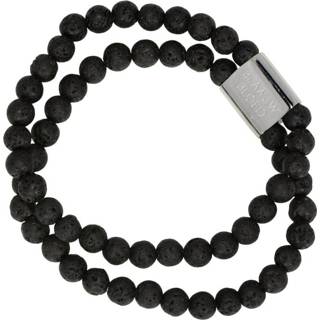 👉 Kralenarmband active Blaauw Bloed Vassal Lava Kralen Armband met Zilverkleurige Bedel