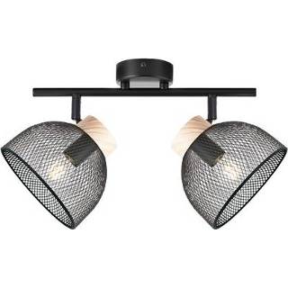 👉 Opbouwspot zwart bamboe Brilliant Thuy 2xE14 4004353409578