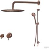 👉 Koper Regendoucheset Qisani Flow Inbouw 2-weg Zonder Plaat Geborsteld Copper 8711647075024