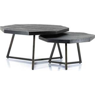 👉 Salontafel zwart active Octagon set van 2 8720168084927