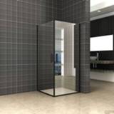 👉 Douche cabine glas mat zwart Douchecabine Boss & Wessing Uni 2 Draaideuren 90x90 cm Nano Helder 8 mm 8719304940999