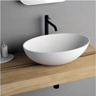 👉 Opbouw waskom Mat Wit Ideavit Solidthin 50x33x14.5 cm Solid Surface 8719304935193