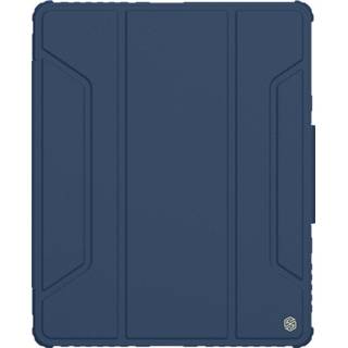 👉 Tablethoes blauw PU leer active Nillkin - geschikt voor iPad Pro 12.9 2020 (12.9 Inch) Leren Extreme Tri-Fold Book Case hoes met Camera protectie Sleep/Wake-up Functie Donker 6902048222021