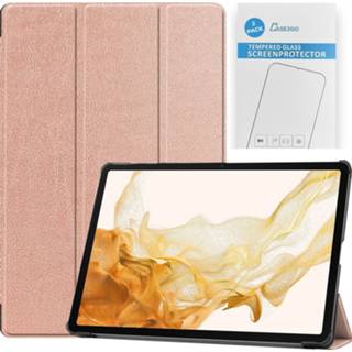 👉 Screenprotector active Case2go - Tablet hoes&2-Pack geschikt voor Samsung Galaxy Tab S8 Plus 12.4 Inch Auto Wake/Sleep functie Rosé-Goud 8719793175292