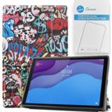 👉 Screenprotector active Case2go - Tablet hoes&2-Pack geschikt voor Lenovo Tab M10 10.1 Inch Auto Wake/Sleep functie Graffiti 8719793175605