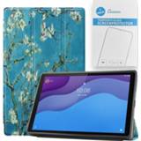 👉 Screenprotector witte active Case2go - Tablet hoes&2-Pack geschikt voor Lenovo Tab M10 10.1 Inch Auto Wake/Sleep functie Bloesem 8719793175612