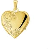 👉 Afsluitbaar Hartvormig Foto Medaillon van Geelgoud met Bloem Decoratie