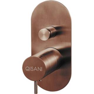 👉 Inbouwkraan koper Qisani Flow Thermostatisch 2-weg Ovaal Geborsteld Copper 8711647687425