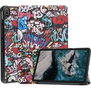 👉 Tablethoes active Case2go - Tablet hoes geschikt voor Nokia T20 (2021) 10.4 Inch Tri-Fold Book Case Graffiti 8719793162520