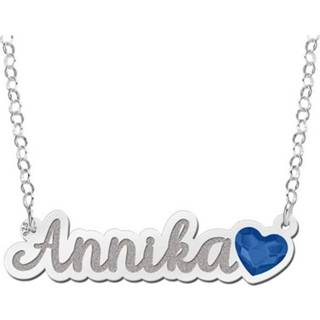 👉 Zilveren Naamketting met Blauw Hartje Annika | Names4ever