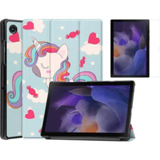 👉 Active Case2go - Tablet Hoes&Screenprotector geschikt voor Samsung Galaxy Tab A8 (2021) 10.5 inch Tri-Fold Book Case Eenhoorn 8719793164654