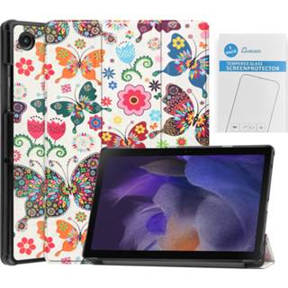 👉 Screenprotector active Case2go - Tablet hoes&2-Pack geschikt voor Samsung Galaxy Tab A8 10.5 Inch Auto Wake/Sleep functie Vlinders 8719793175476
