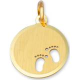 👉 Dame active baby's Gematteerde Graveerhanger met Gepolijste Rand en Babyvoetjes