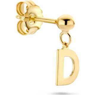 👉 Oorhanger geelgoud active Letter D van 14K