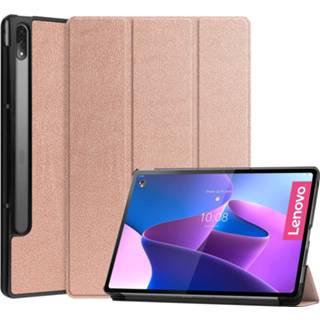 👉 Tablethoes goud active Case2go - Tablet hoes geschikt voor Lenovo Tab P12 Pro 12.6 inch Tri-Fold Book Case Auto Wake functie Rosé 8719793169048
