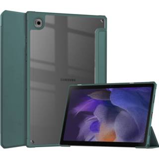 👉 Tablethoes transparante groen active Case2go - Tablet Hoes geschikt voor Samsung Galaxy Tab A8 (2021) 10.5 Inch Case Tri-fold Back Cover Donker 8719793163343