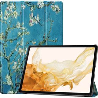 👉 Tablethoes witte active Case2go - Tablet Hoes geschikt voor Samsung Galaxy Tab S8 Plus (2022) 12.4 Inch Tri-Fold Book Case Bloesem 8719793168522