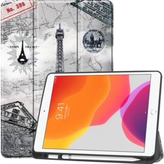 👉 Pencil active IPad 2020 hoes - 10.2 inch Tri-Fold Book Case met Apple houder Eiffeltoren 8719793114550