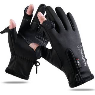 👉 Glove zwart XL active Outdoor Sports Riding Warm Gloves Touch Screen Fingerless Fishing Gloves, Size: XL(Black)