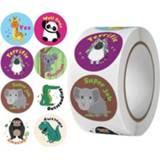 👉 Geschenkverpakking active peuters kinderen 2 stks kleuterschool cartoon dier stickers geschenk verpakking zak afdichting stickers, maat: 25mm 500 / rollen (C8)