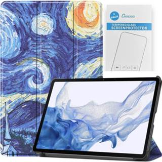 👉 Screenprotector active Case2go - Tablet hoes&2-Pack geschikt voor Samsung Galaxy Tab S8 11 Inch Auto Wake/Sleep functie Sterrenhemel 8719793175209