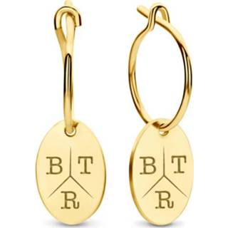👉 Oorring active 14K Geelgouden Ovalen Oorringen met Initialen | Names4ever
