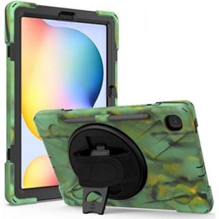 👉 Samsung Galaxy Tab S6 Cover - Hand Strap Armor Case Met Pencil Houder - Camouflage