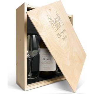 👉 Wijn pakket glas Wijnpakket met - Salentein Primus Chardonnay (Gegraveerde deksel) 4251217114066