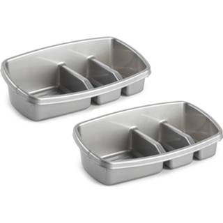 👉 Spons zilver 2x stuks keuken spons/doekjes houder 26 x 14 cm