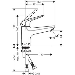 Badmengkraan chroom Hansgrohe Novus 1-gr Monotrou met omstelling 71322000 4059625008720