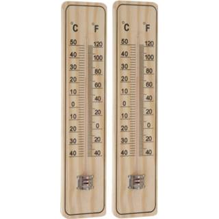 👉 Thermometer hout Set van 2x stuks binnen/buiten thermometers 22,5 x 5 cm