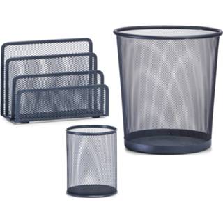 Bureau antraciet metaal Thuis kantoor luxe inrichting set 3-delig antraciet-kleurig