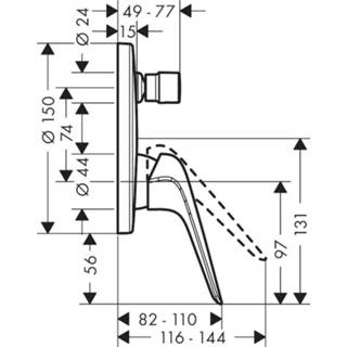 👉 Chroom Hansgrohe Novus 1-gr afdekset badmengkr m/zekerheidscombi 71046000 4059625034163