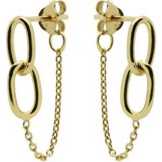 👉 Oorhanger goudkleur active Karma Chain Double Round Square Oorhangers