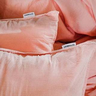 👉 Kussenslop roze katoen Charm & Co Kussensloop Stonewashed 8720615851881