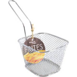 👉 Zilveren patat/snack serveermandjes/frietmandjes 10 cm