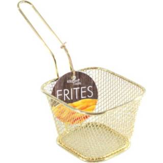 👉 Gouden patat/snack serveermandjes/frietmandjes 10 cm