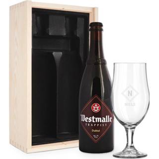 👉 Bier pakket glas Bierpakket met gegraveerd - Westmalle Dubbel 4251217125406