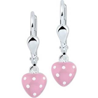 Hart Haak Oorhangers van Zilver met Roze Emaille Hart Haak Oorhangers van Zilver met Paarse Emaille