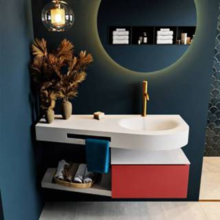 👉 Badmeubel Mondiaz Riva 120cm Fire met 1 lade en wastafel rechts kraangat Talc 6017317455427
