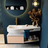 Badmeubel Mondiaz Riva 120cm Rosee met 1 lade en wastafel links kraangat Talc 6017322245259