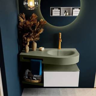 👉 Badmeubel Mondiaz Riva 100cm Talc met 1 lade en wastafel rechts kraangat Army 6017319961964