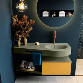 👉 Badmeubel Mondiaz Riva 120cm Ocher met 1 lade en wastafel rechts kraangat Army 6017325033020