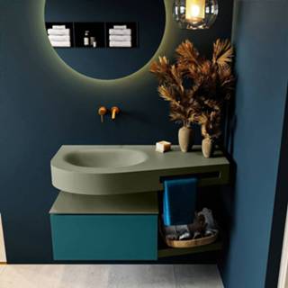 👉 Badmeubel Mondiaz Riva 100cm Smag met 1 lade en wastafel links 0 kraangaten Army 6017322986992